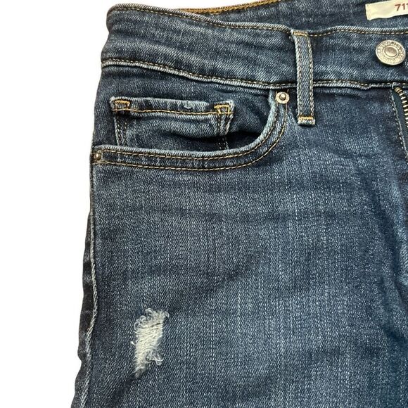 Levi’s Levis 711 Skinny Jeans Distressed Dark Wash Blue Size 24 - Picture 8 of 11